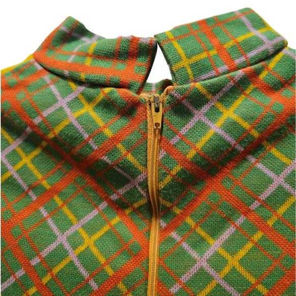 1960s Vintage Green OJ Yellow Children's Growing Girl Perma-Prest Dress Size 10 - Picture 6 of 7